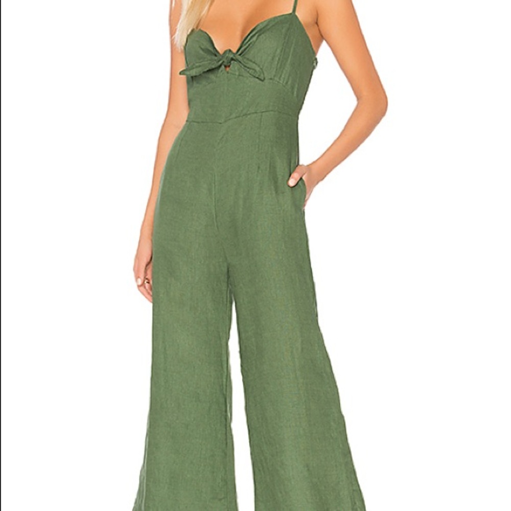 Anthropologie wide leg green jumpsuit